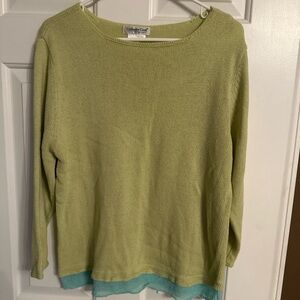 Coldwater Creek Women's Light Green and Teal Sweater